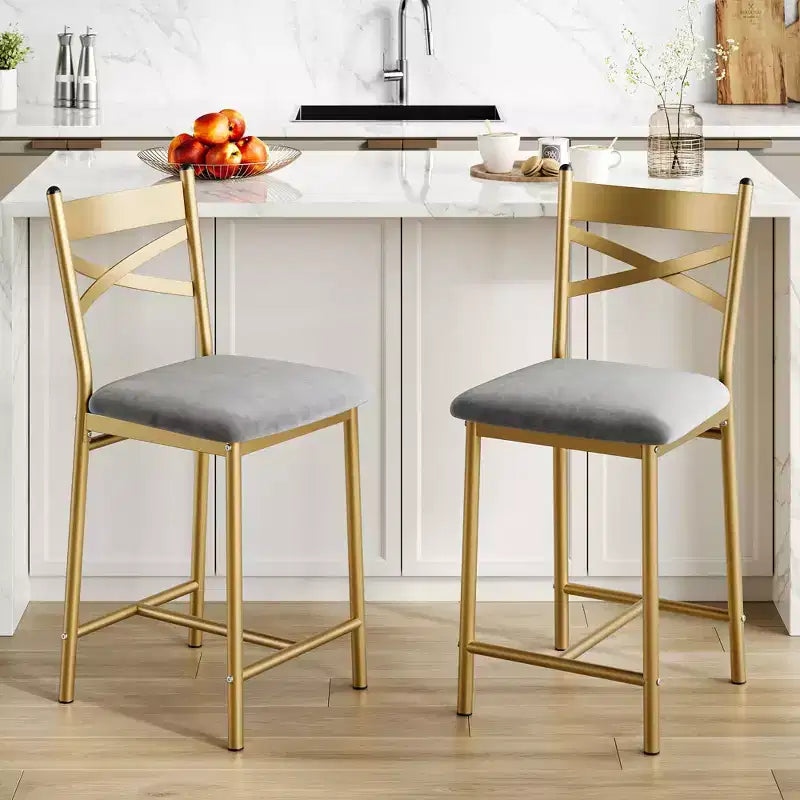 Whizmax Bar Stools Set of 2/4, Upholstered Bar Chairs with Back, Thick Cushion, Counter Height Barstools for Kitchen Island Apartment Counter Bar