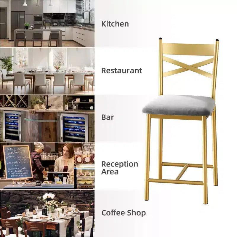 Sgabelli da Bar Whizmax Set da 2/4, Sedie da Bar Imbottite con Schienale, Cuscino Spesso, Sgabelli da Bar Altezza Bancone per Isola Cucina Appartamento Bancone Bar