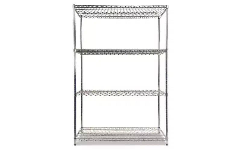 Kit scaffalature a quattro ripiani in filo metallico Alera certificato NSF, 48w x 24d x 72h, argento