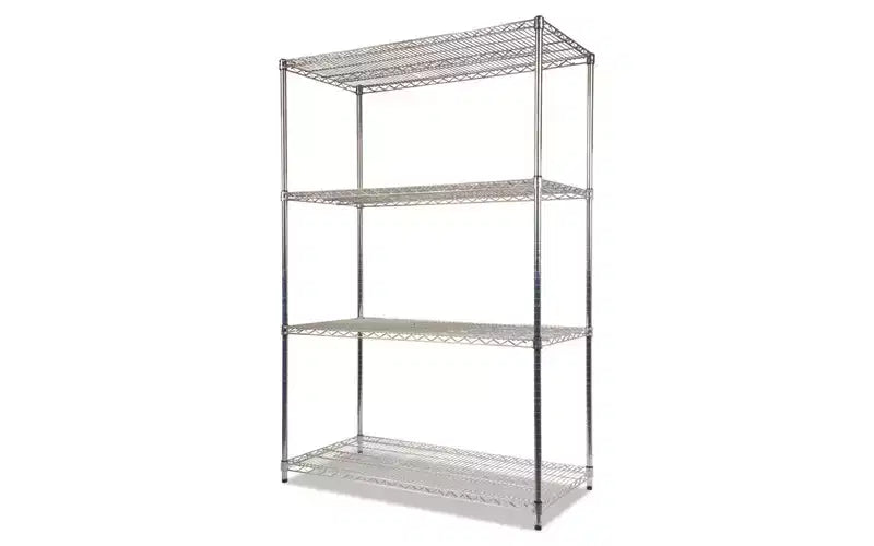 Kit scaffalature a quattro ripiani in filo metallico Alera certificato NSF, 48w x 24d x 72h, argento