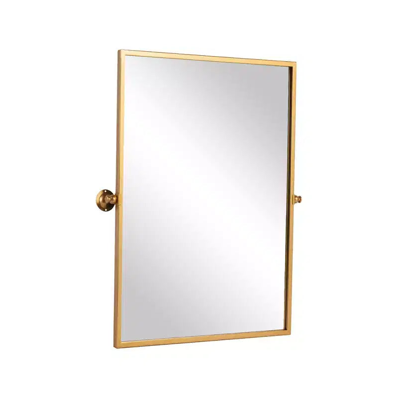 Specchio pensile rettangolare in ferro battuto, oro, con ferramenta, 91x61x4 cm
