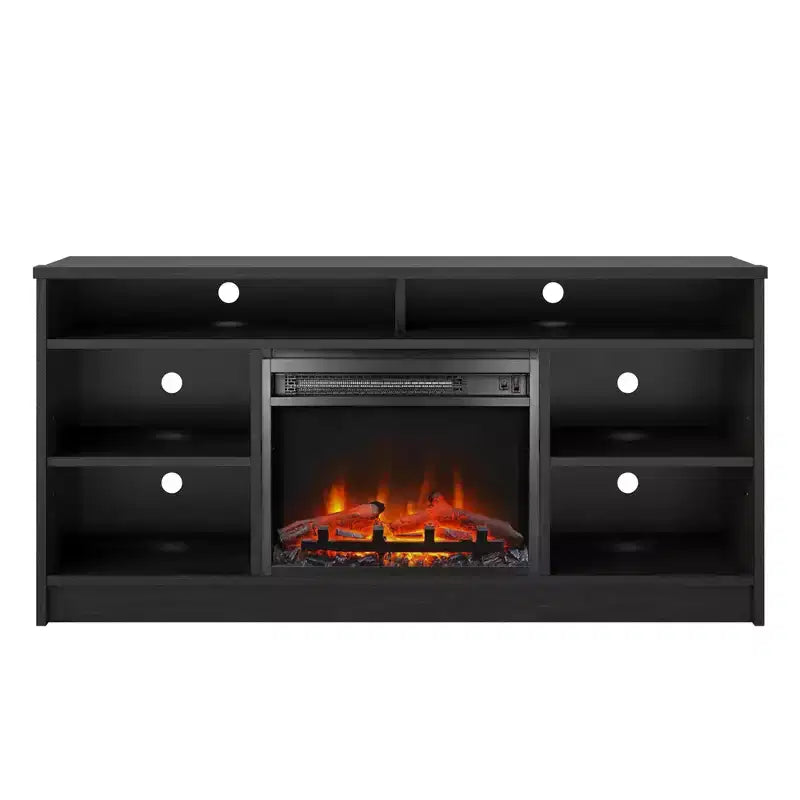 Mobile TV Ameriwood Home Hendrix 65 con camino elettrico integrato e 6 ripiani