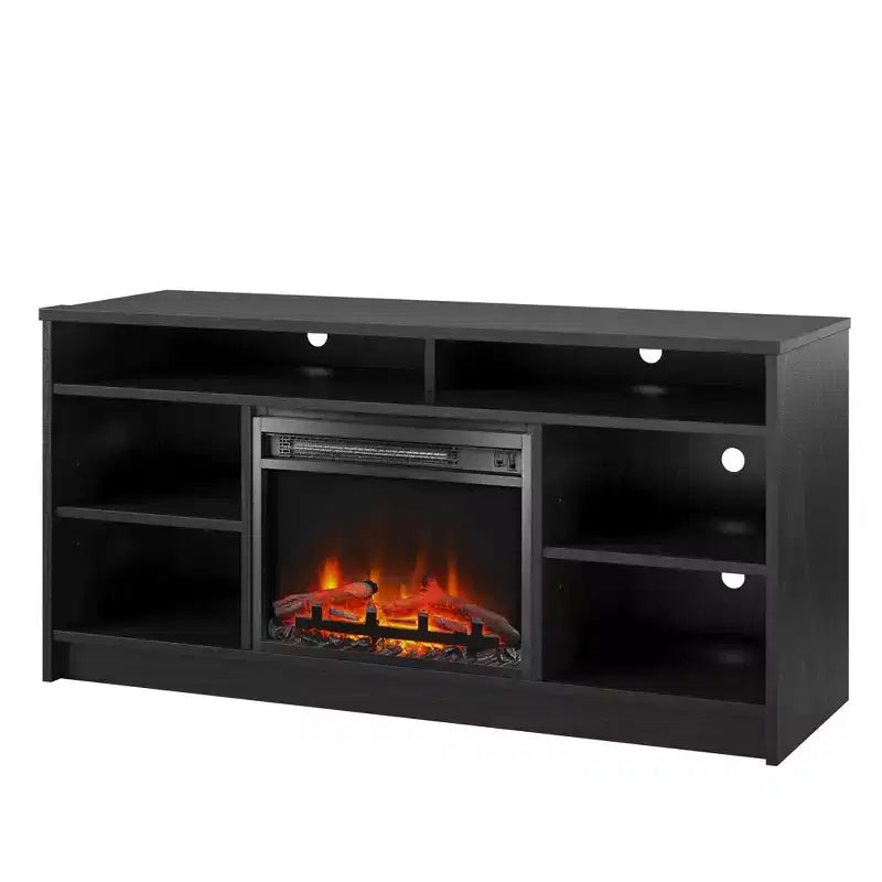 Mobile TV Ameriwood Home Hendrix 65 con camino elettrico integrato e 6 ripiani