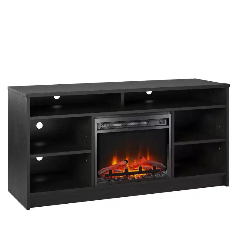 Mobile TV Ameriwood Home Hendrix 65 con camino elettrico integrato e 6 ripiani