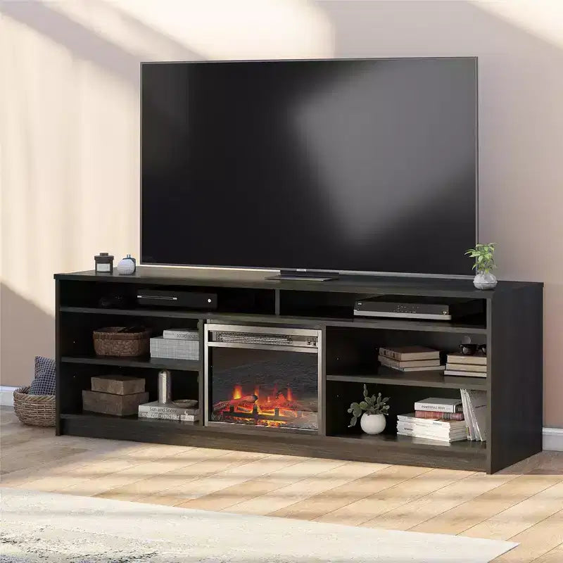 Mobile TV Ameriwood Home Hendrix 65 con camino elettrico integrato e 6 ripiani