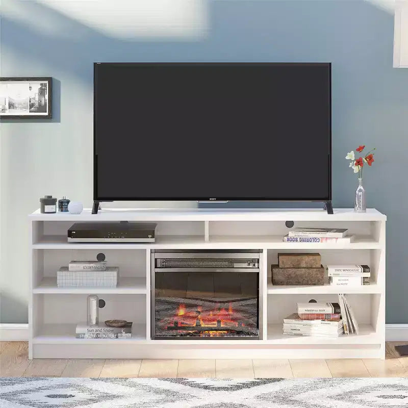Mobile TV Ameriwood Home Hendrix 65 con camino elettrico integrato e 6 ripiani