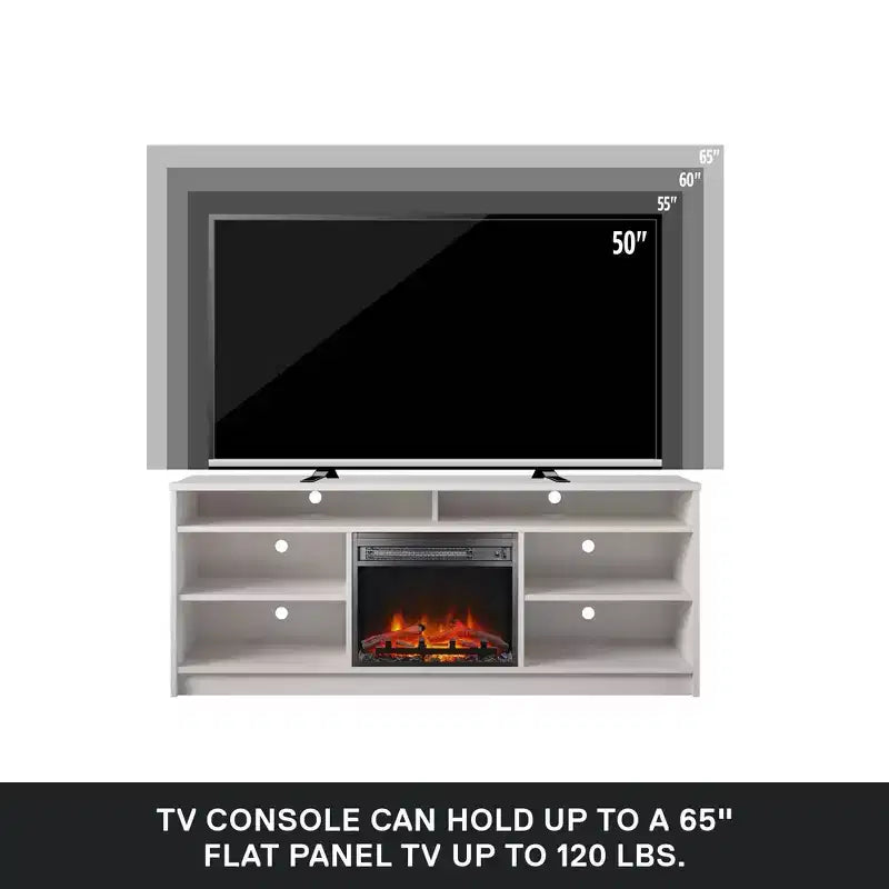 Mobile TV Ameriwood Home Hendrix 65 con camino elettrico integrato e 6 ripiani