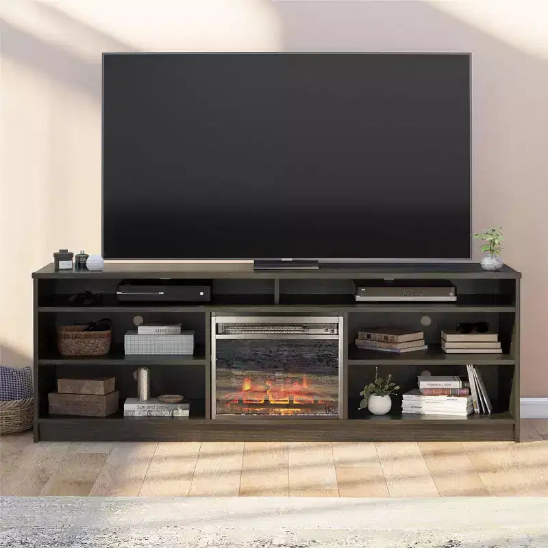 Mobile TV Ameriwood Home Hendrix 65 con camino elettrico integrato e 6 ripiani