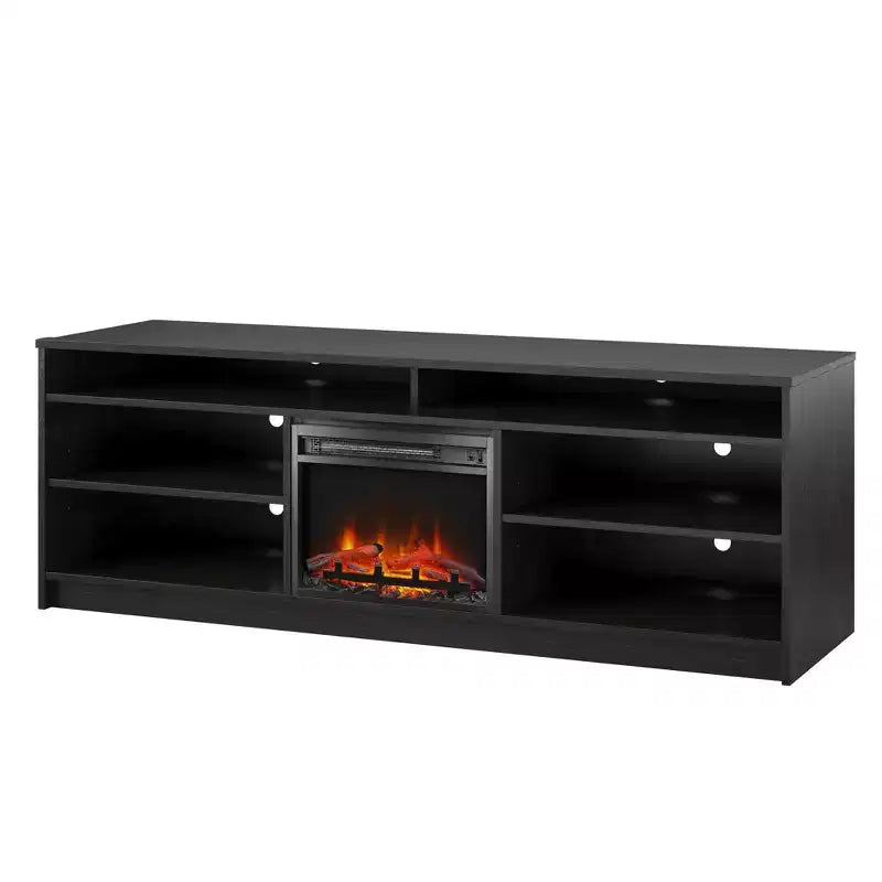 Mobile TV Ameriwood Home Hendrix 65 con camino elettrico integrato e 6 ripiani