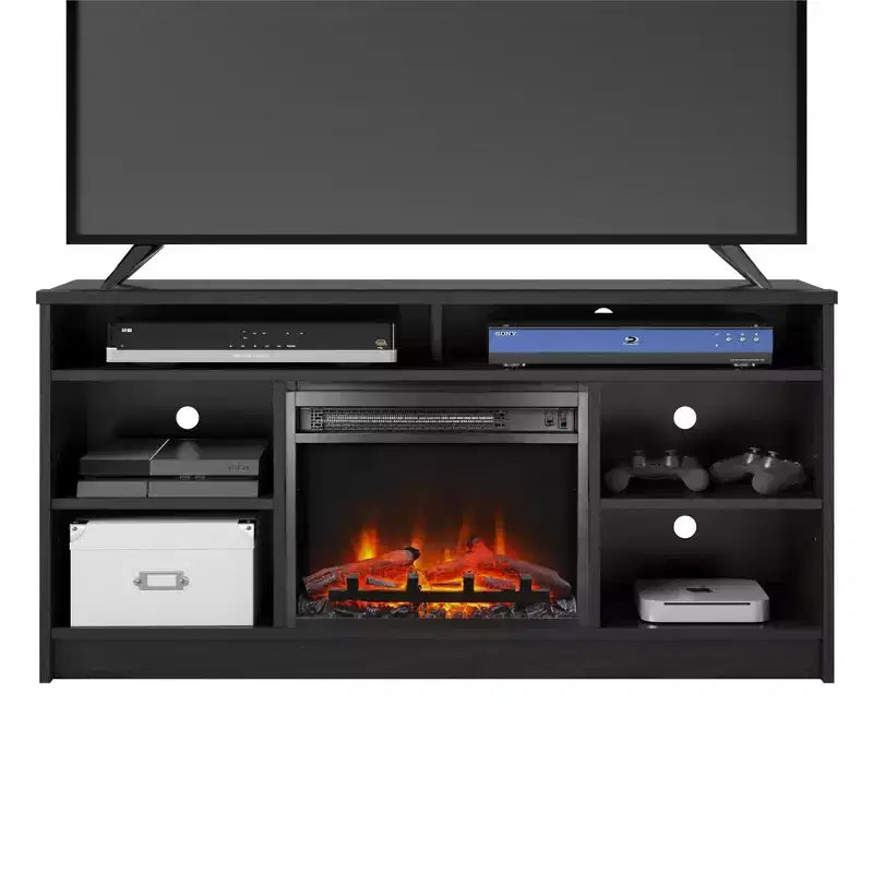 Mobile TV Ameriwood Home Hendrix 65 con camino elettrico integrato e 6 ripiani