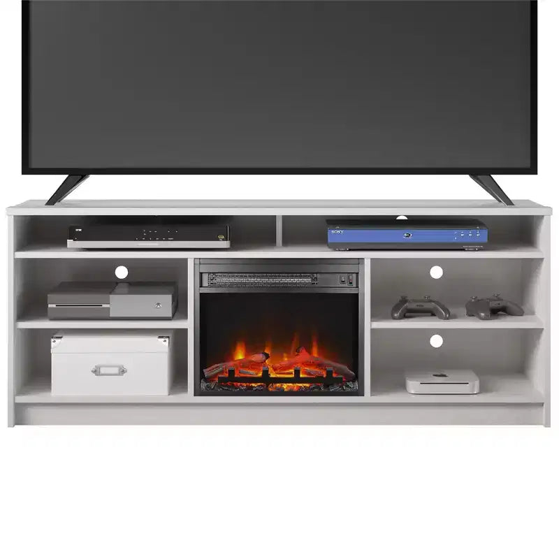 Mobile TV Ameriwood Home Hendrix 65 con camino elettrico integrato e 6 ripiani