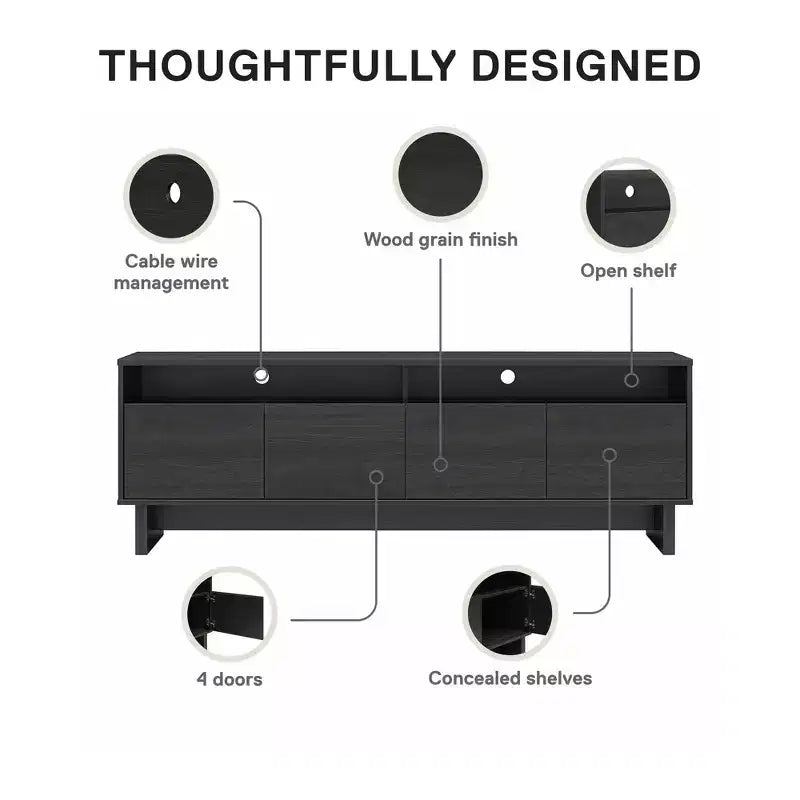 Consolle porta TV a 4 ante RealRooms Nivelle per TV fino a 75 pollici