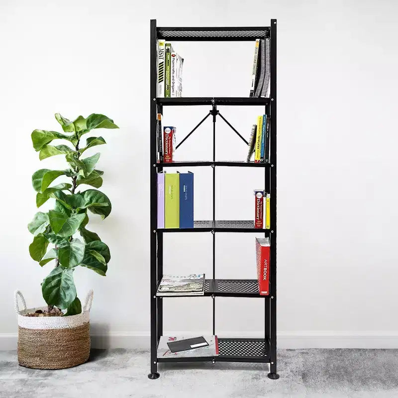 Libreria Origami 3 pezzi a 6 ripiani, organizer aperto indipendente grande scaffale moderno per soggiorno, mobile verticale, nessun assemblaggio richiesto, nero