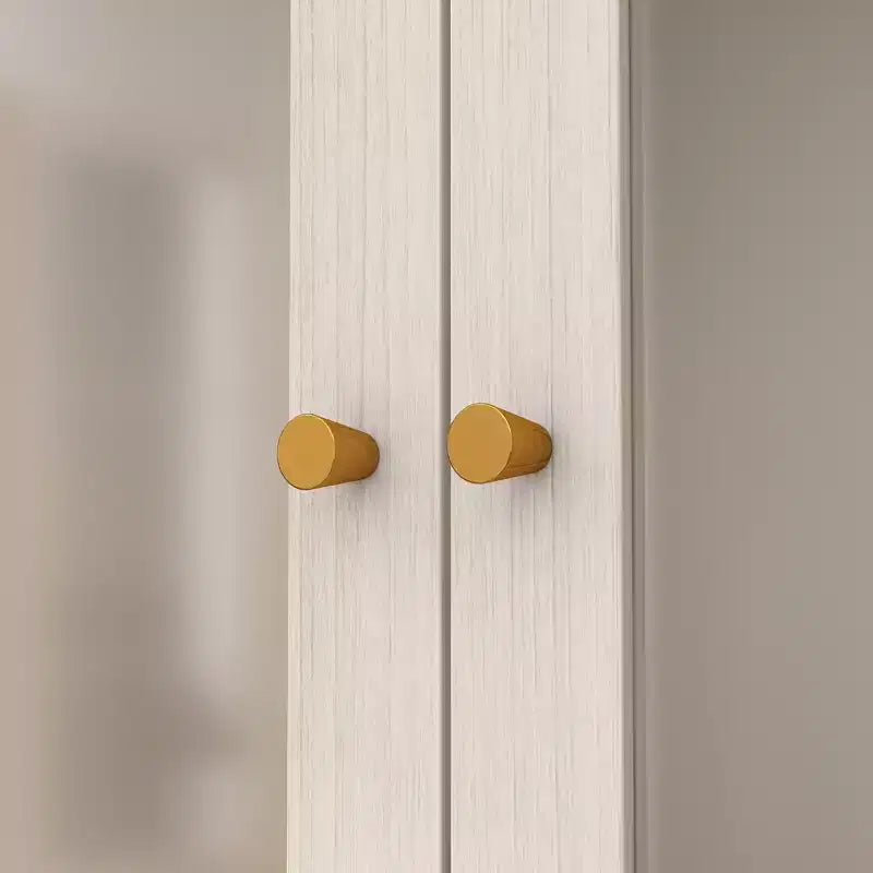 Armadio moderno Hitow, colore grigio, ante in vetro smerigliato, finitura effetto legno, stile crema