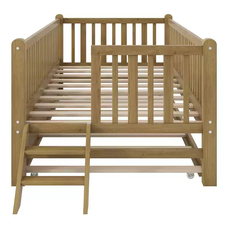 Letto a piattaforma in legno Whisen con sponde e 2 cassetti, misura singola