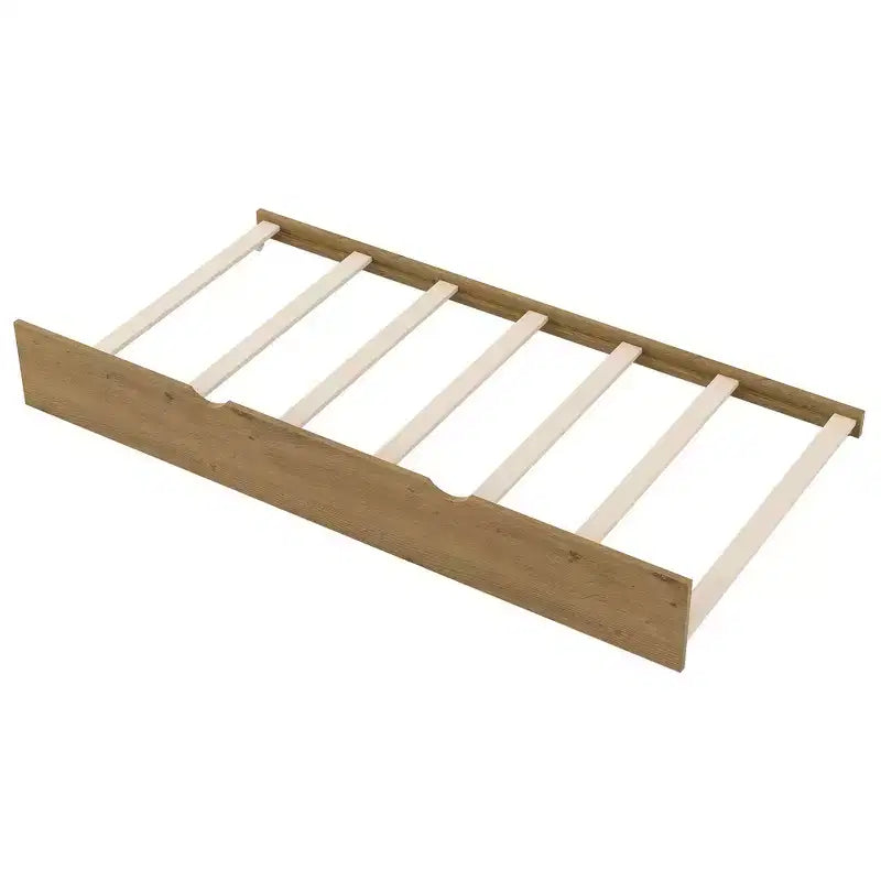 Letto a piattaforma in legno Whisen con sponde e 2 cassetti, misura singola