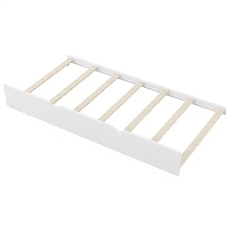 Letto a piattaforma in legno Whisen con sponde e 2 cassetti, misura singola