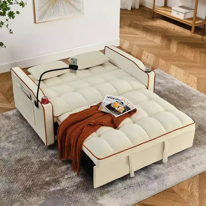 Divano letto convertibile da 55,51 pollici con USB, posacenere, supporto per telefono - 3 misure