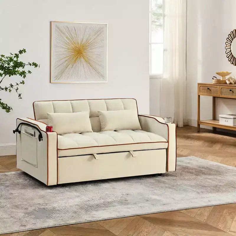 Divano letto convertibile da 55,51 pollici con USB, posacenere, supporto per telefono - 3 misure