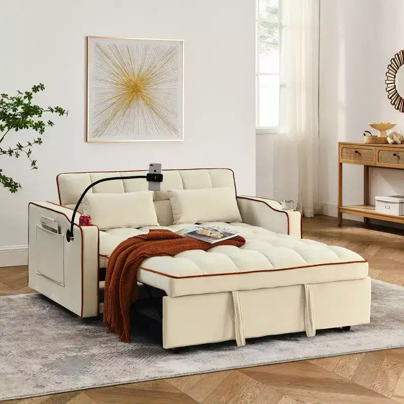 Divano letto convertibile da 55,51 pollici con USB, posacenere, supporto per telefono - 3 misure