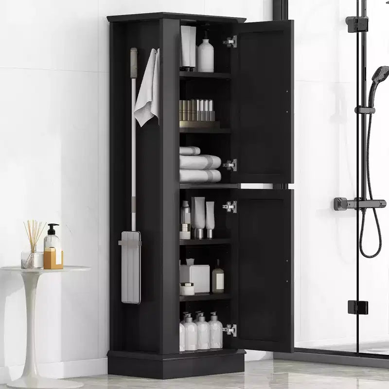 Mobiletto alto da bagno Whisen, Mobiletto indipendente con ganci e ripiani regolabili