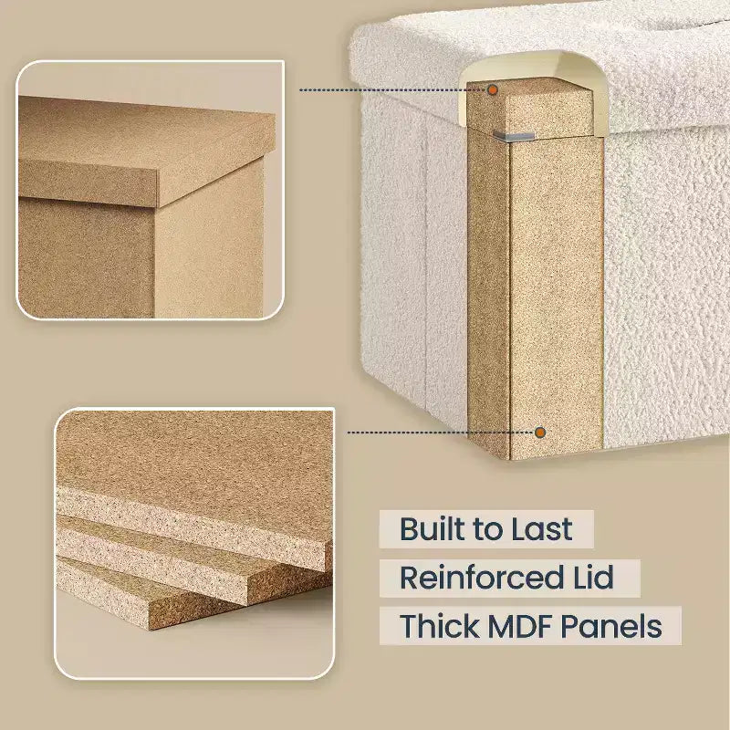 LEDREM Pouf Pieghevole con Contenitore Nascosto, Sgabello Poggiapiedi Cubo da 38 cm, Capacità di Carico 300 kg
