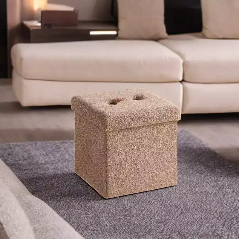 LEDREM Pouf Pieghevole con Contenitore Nascosto, Sgabello Poggiapiedi Cubo da 38 cm, Capacità di Carico 300 kg