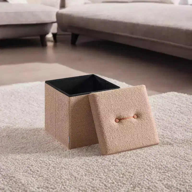 LEDREM Pouf Pieghevole con Contenitore Nascosto, Sgabello Poggiapiedi Cubo da 38 cm, Capacità di Carico 300 kg