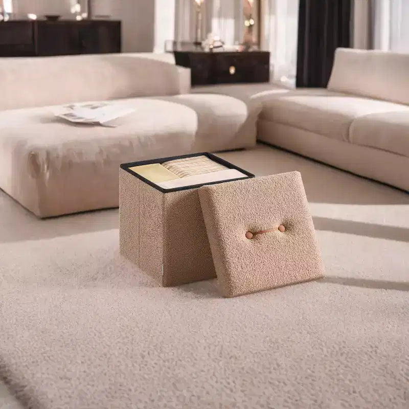 LEDREM Pouf Pieghevole con Contenitore Nascosto, Sgabello Poggiapiedi Cubo da 38 cm, Capacità di Carico 300 kg