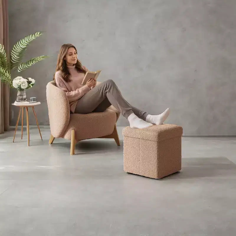LEDREM Pouf Pieghevole con Contenitore Nascosto, Sgabello Poggiapiedi Cubo da 38 cm, Capacità di Carico 300 kg