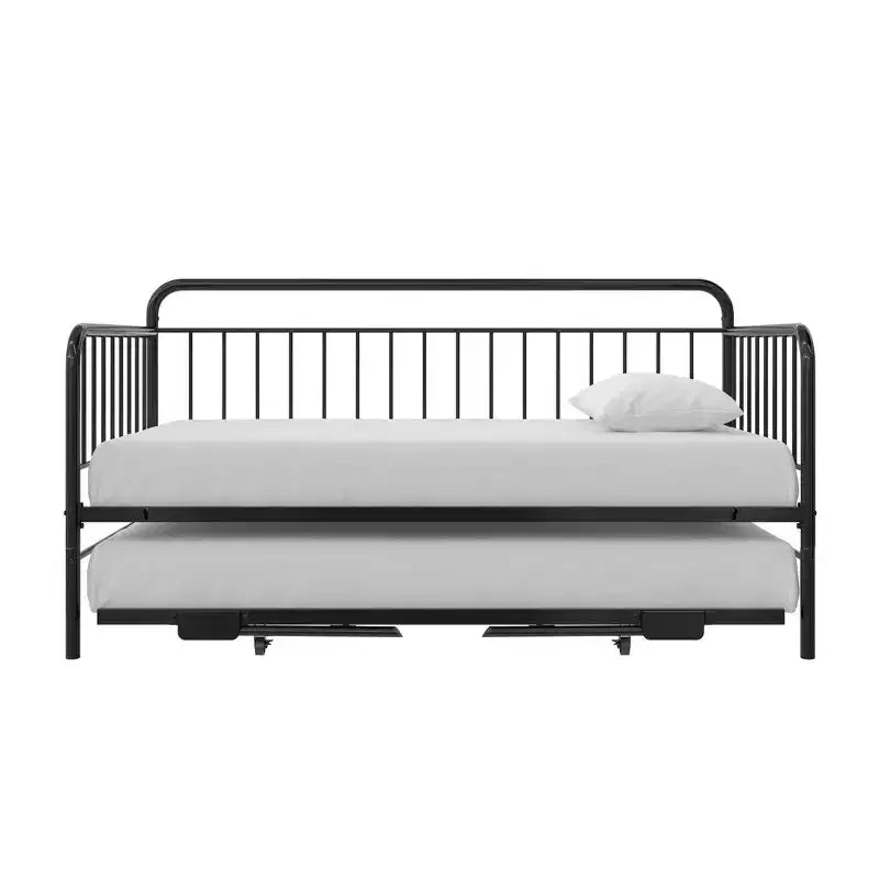DHP Oddny Metal Daybed with Pop Up Trundle Bed, Twin over Twin, Black