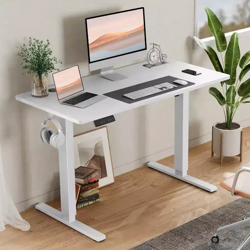 Ergonomic Height Adjustable Table with T-Shaped Metal Bracket Modern Computer Workstations