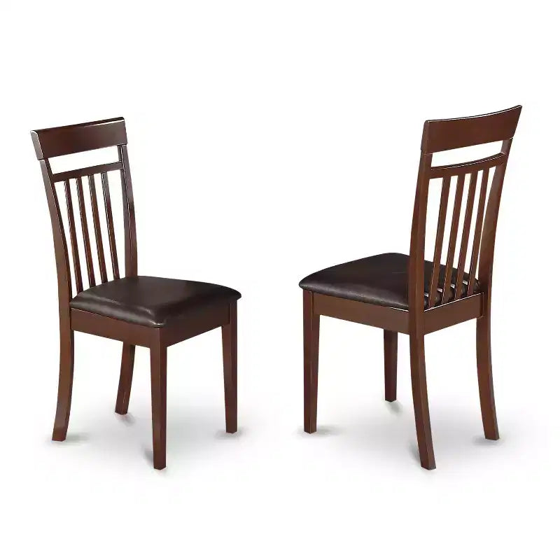HomeStock Set da Pranzo 5 Pezzi con Tavolo Rotondo 36 e Quattro Sedie con Sedile in Ecopelle, Mogano