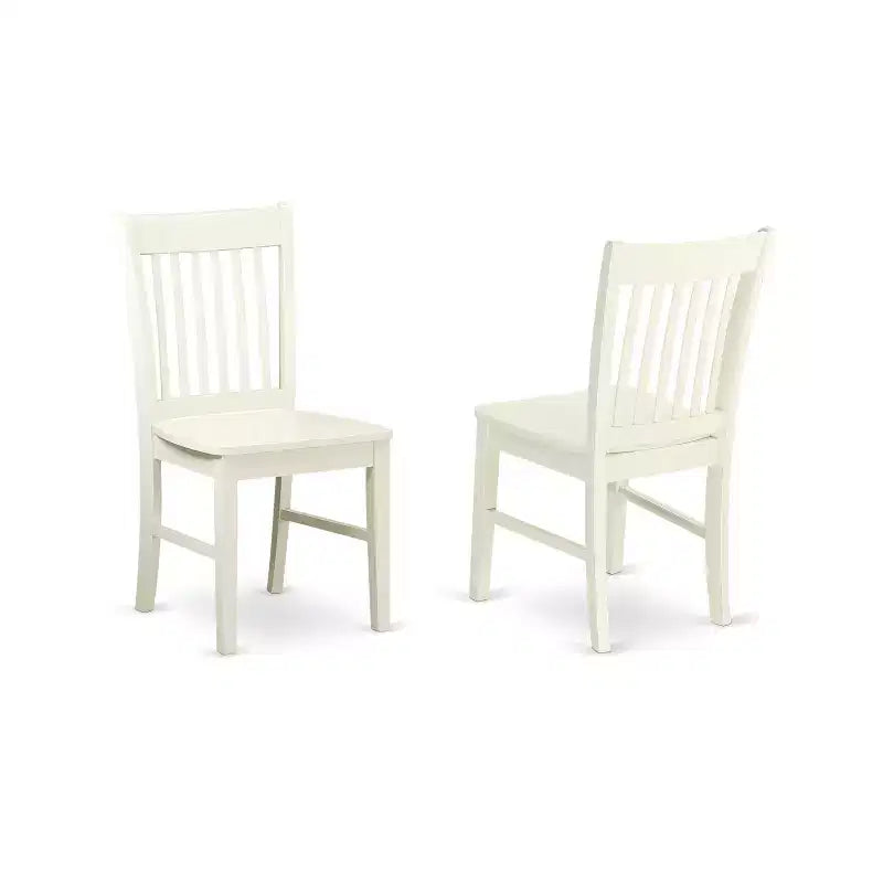 HomeStock Set tavolo da pranzo 3 pezzi Include un tavolo da cucina e 2 sedie da pranzo moderne con sedile e schienale a doghe in legno duro asiatico, finitura bianco lino