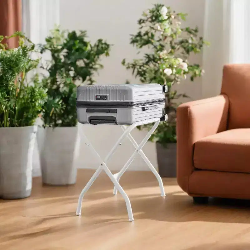 Portapacchi, Supporti per valigie, Supporto per bagagli, Telaio pieghevole in acciaio, Portata fino a 50 kg, 68,6 x 37,6 x 57,4 cm