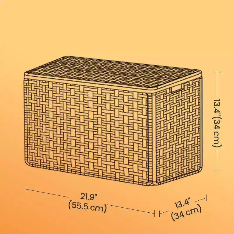 Cesto portaoggetti da 65 litri con coperchio. Questo contenitore pieghevole intrecciato con manici e telaio in metallo è dotato di una fodera rimovibile.