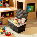 17.2 Gallon (65L) Storage Basket with Lid. This woven, foldable bin with handles and a metal frame comes with a removable liner.