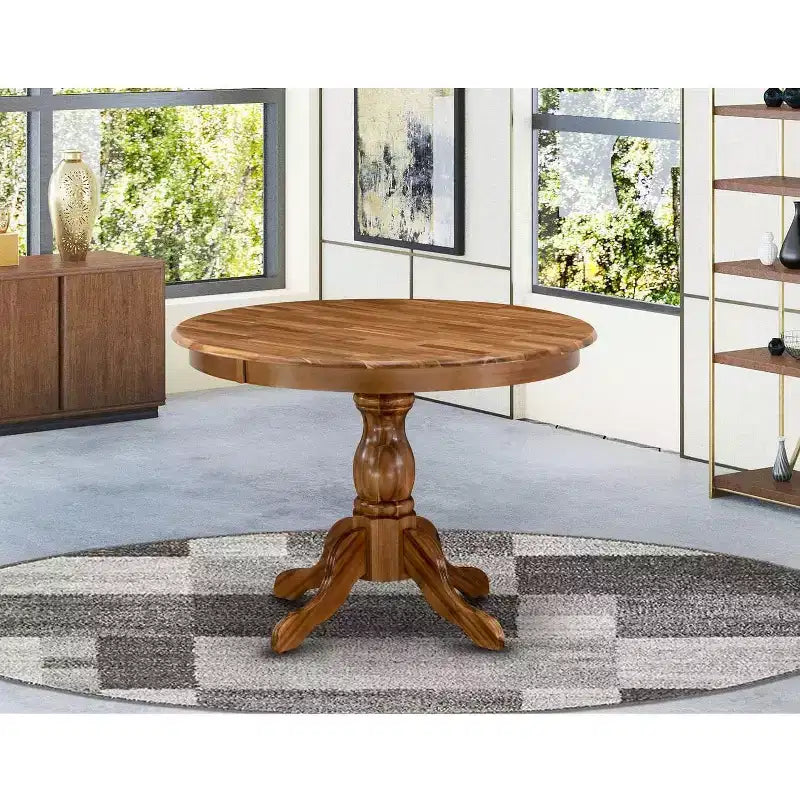 Tavolo da Cucina Moderno HomeStock con Piano e Gambe a Piedistallo in Legno Asiatico