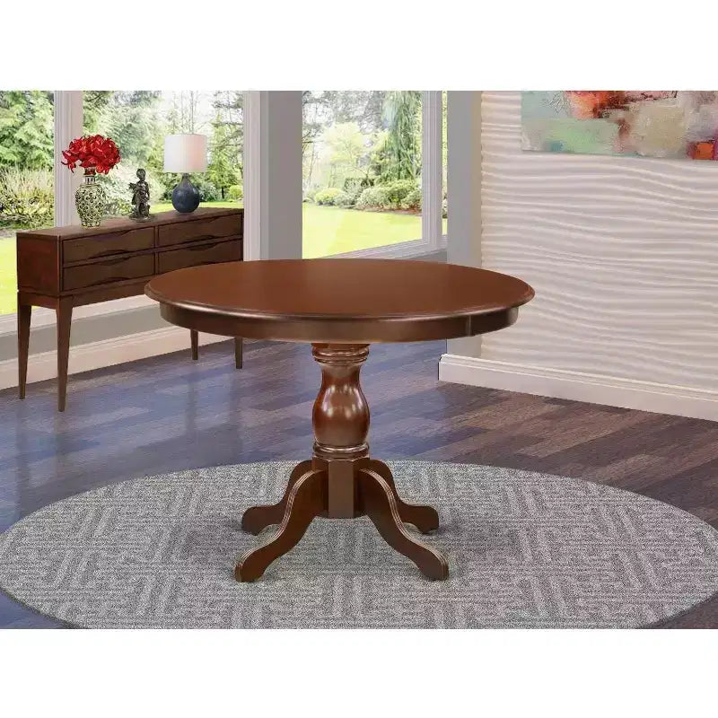 Tavolo da Cucina Moderno HomeStock con Piano e Gambe a Piedistallo in Legno Asiatico