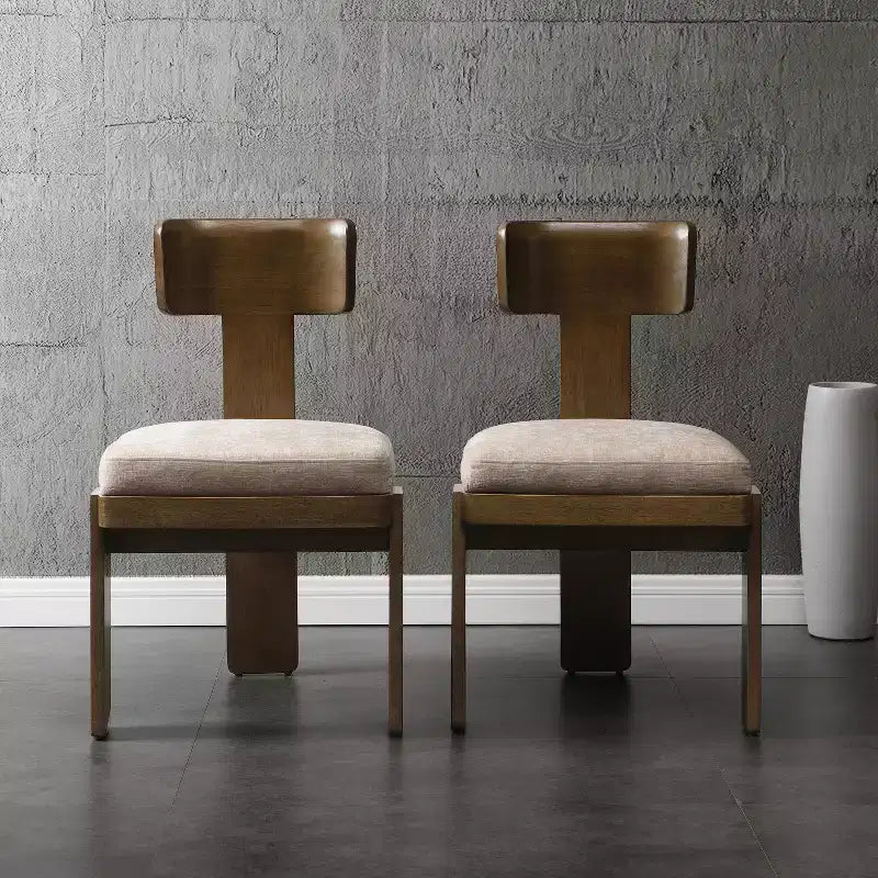 Set di 2 sedie da pranzo moderne imbottite con struttura in legno di gomma massiccio, sedie laterali in stile Mid-Century - ModernLuxe