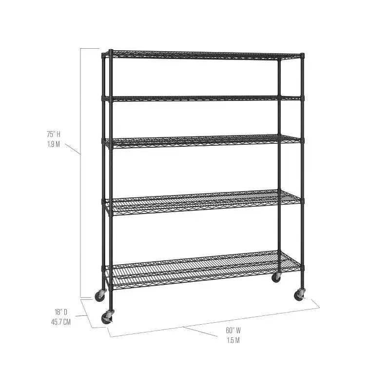 Scaffalatura in Acciaio a 5 Ripiani Seville Classics UltraDurable Certificata NSF, 152,4 cm L x 182,88 cm A x 45,72 cm P
