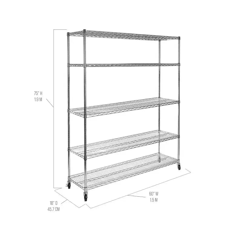 Scaffalatura in Acciaio a 5 Ripiani Seville Classics UltraDurable Certificata NSF, 152,4 cm L x 182,88 cm A x 45,72 cm P