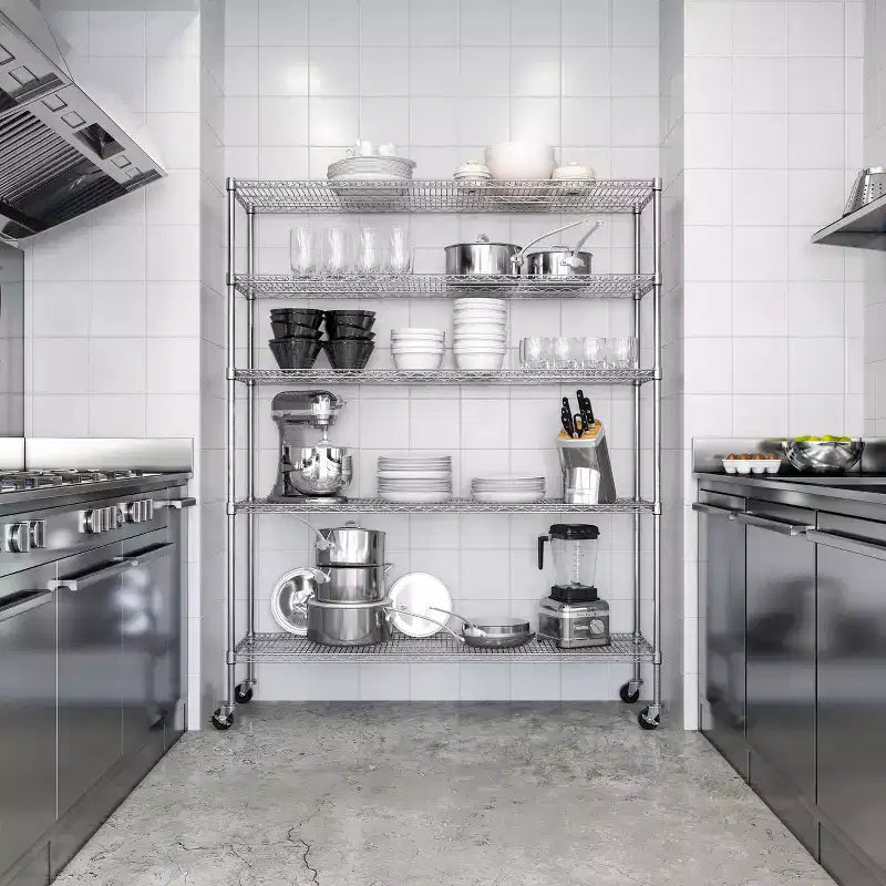 Scaffalatura in Acciaio a 5 Ripiani Seville Classics UltraDurable Certificata NSF, 152,4 cm L x 182,88 cm A x 45,72 cm P
