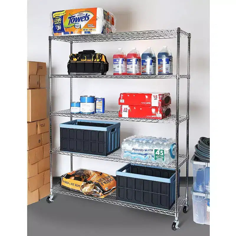 Scaffalatura in Acciaio a 5 Ripiani Seville Classics UltraDurable Certificata NSF, 152,4 cm L x 182,88 cm A x 45,72 cm P