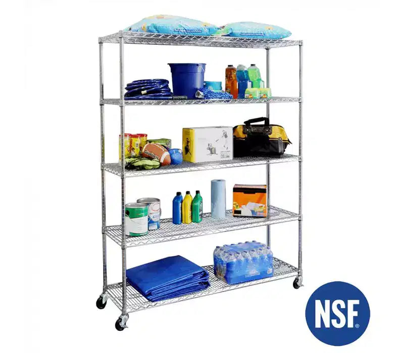 Scaffalatura in Acciaio a 5 Ripiani Seville Classics UltraDurable Certificata NSF, 152,4 cm L x 182,88 cm A x 45,72 cm P