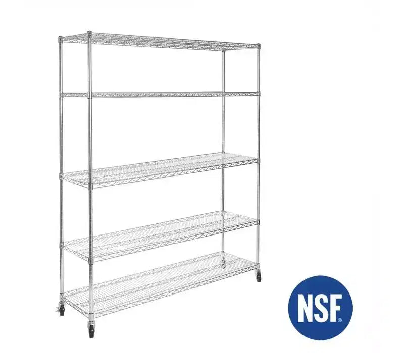 Scaffalatura in Acciaio a 5 Ripiani Seville Classics UltraDurable Certificata NSF, 152,4 cm L x 182,88 cm A x 45,72 cm P