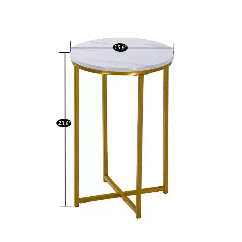 Karl Home | Tavolino rotondo semplice con piano in marmo bianco