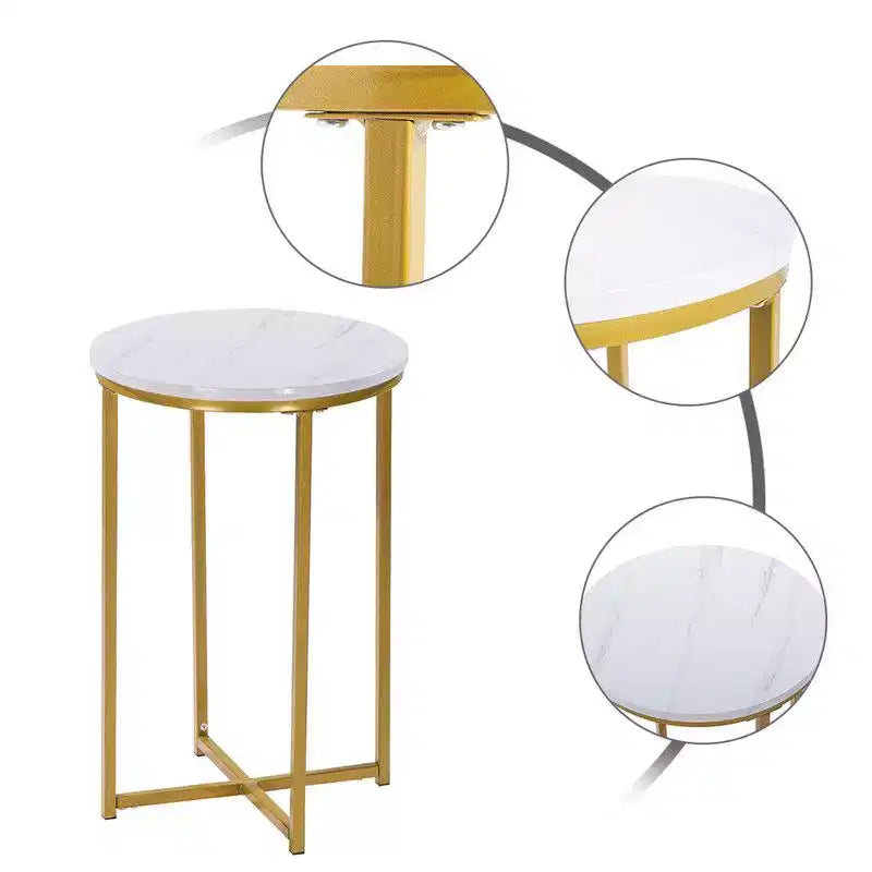 Karl Home | Tavolino rotondo semplice con piano in marmo bianco