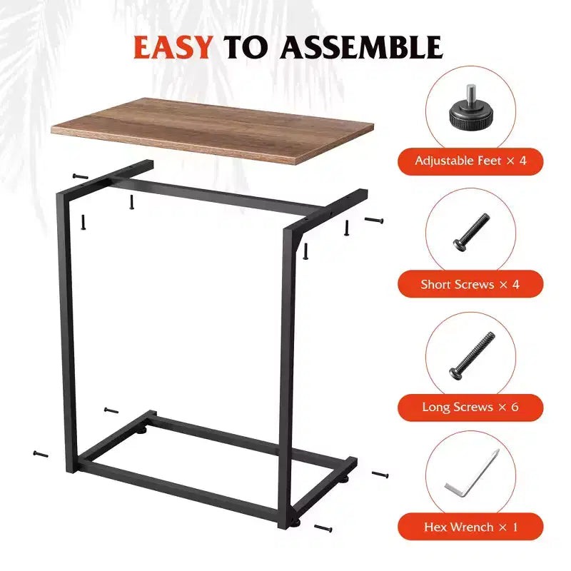 Tavolino da divano a C, Tavolino laterale piccolo per divano, Tavolino da divano largo a incastro, Tavolino per laptop/spuntini