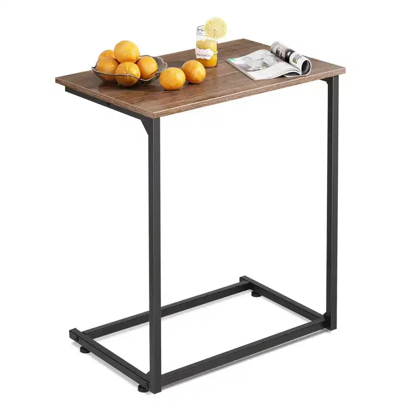 Tavolino da divano a C, Tavolino laterale piccolo per divano, Tavolino da divano largo a incastro, Tavolino per laptop/spuntini
